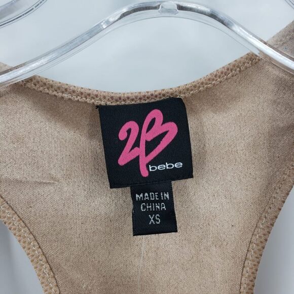 2B BEBE NWT women's XS tan suede cropped tank top - Picture 4 of 5